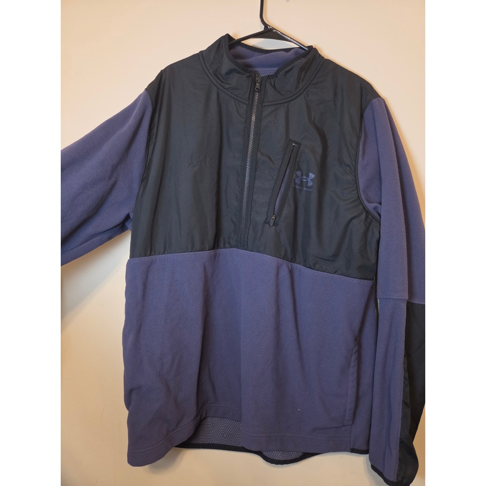 Under Armour Mens XXL Purple Black Fleece Hybrid Quarter Zip Pullover Jacket